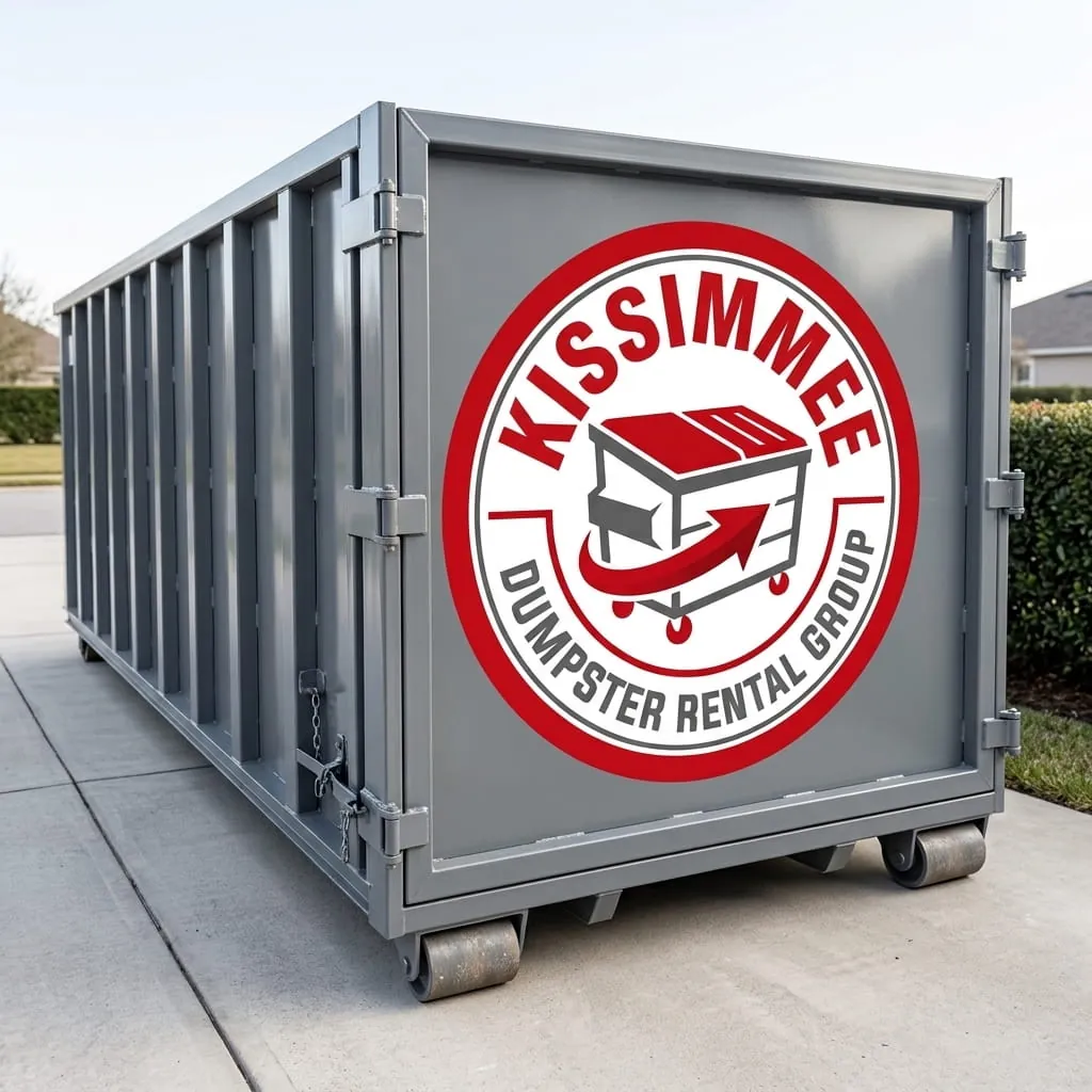 Kissimmee Dumpster Rental Group roll-off container and truck working a job in Osceola County